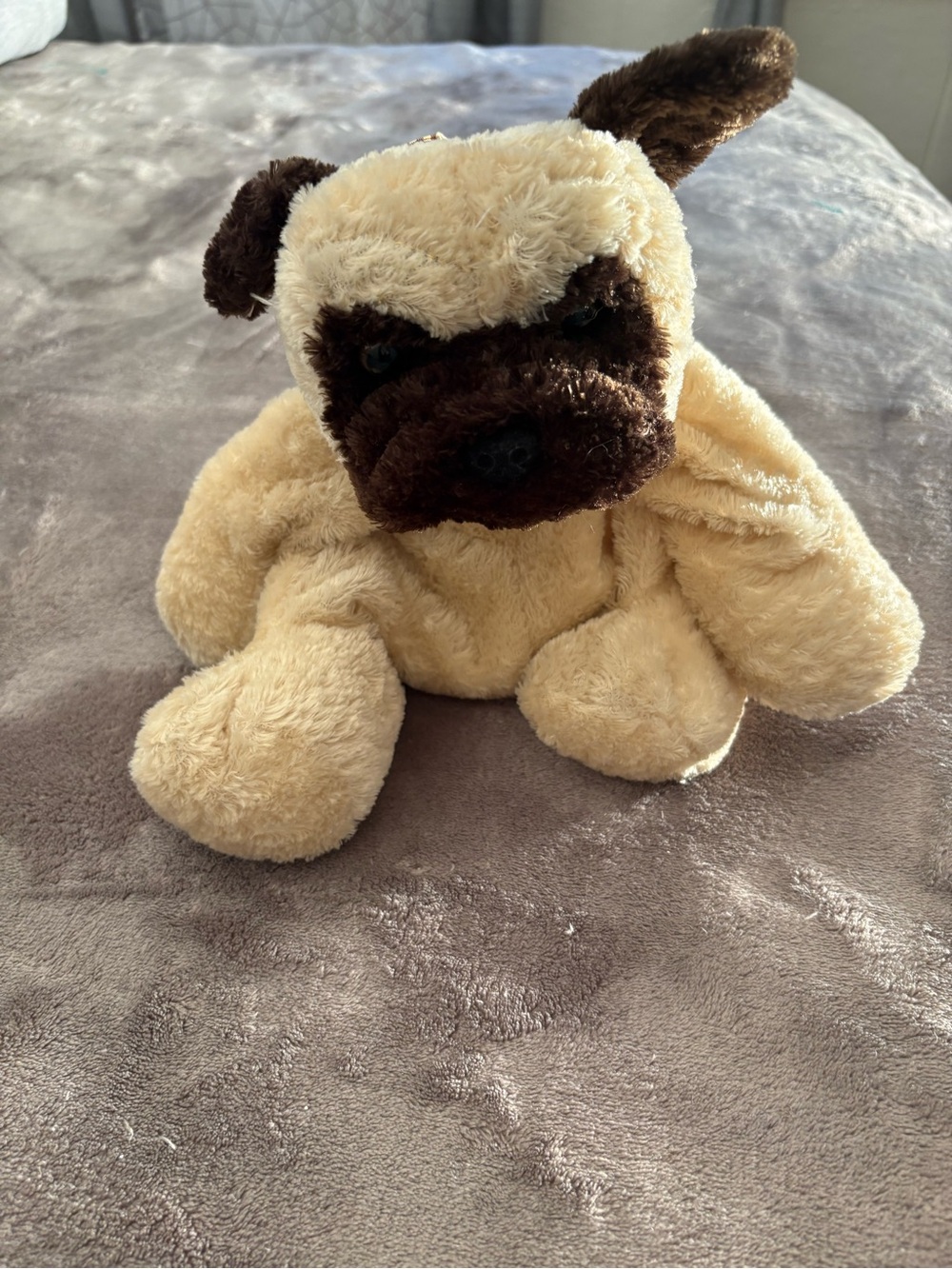 Mary Meyer Flip Flop Plush Pug Puppy Soft Toy - Cream and Brown Cuddly Companion